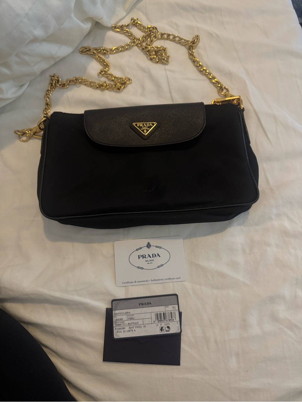 Prada Black Nylon Crossbody Bag with Gold Chain - Picture 5 of 6